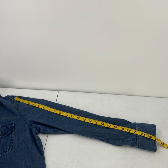 Carve Designs L Tencel Cotton Denim Chambray Shirt Long Sleeve Western Utility - Picture 6 of 11